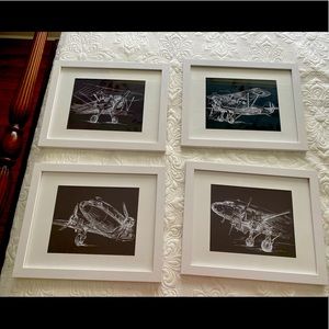 Nursery decor 4 framed airplane prints